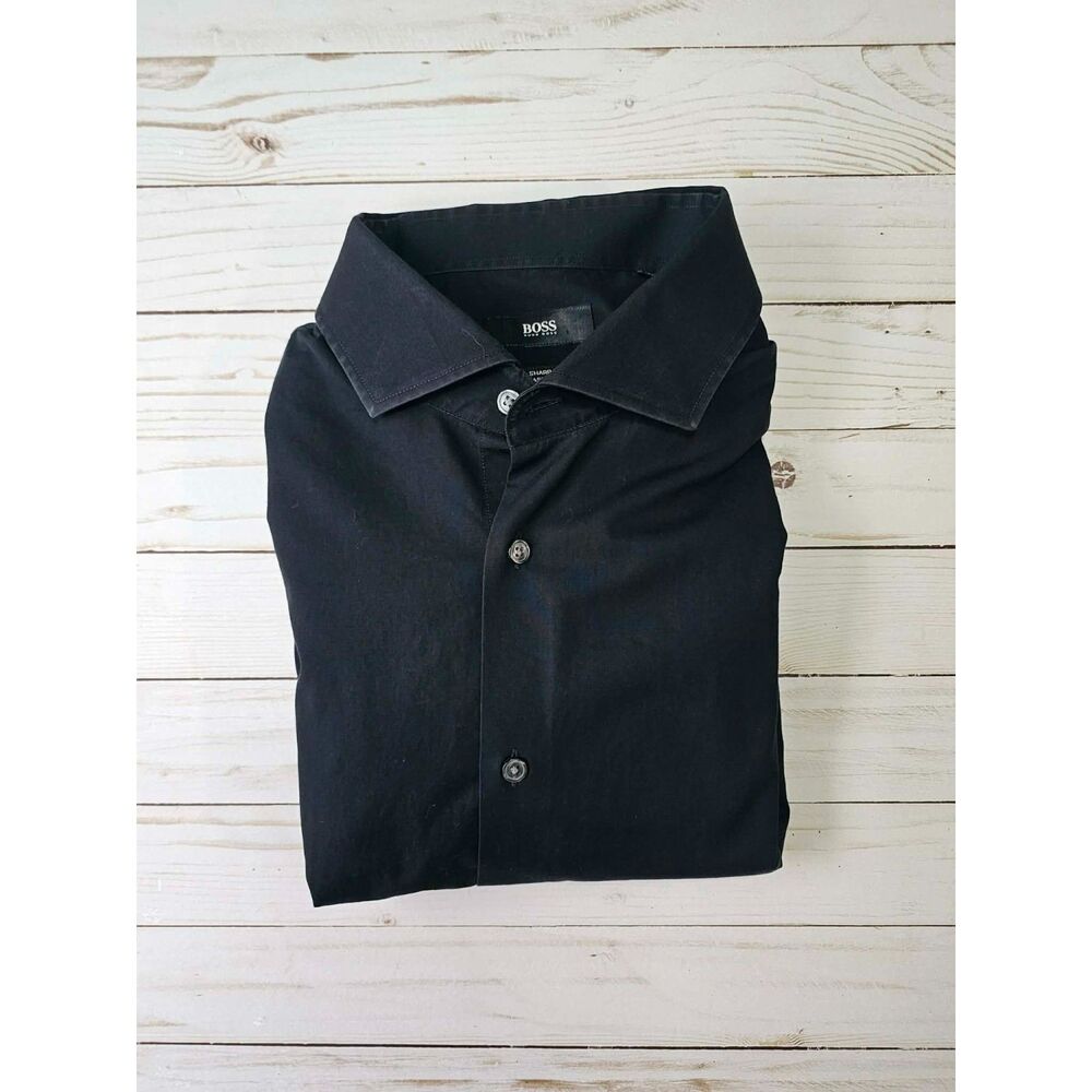 BOSS Hugo Boss Sharp Fit Easy Iron Black Dress Shirt Men’s 22x31